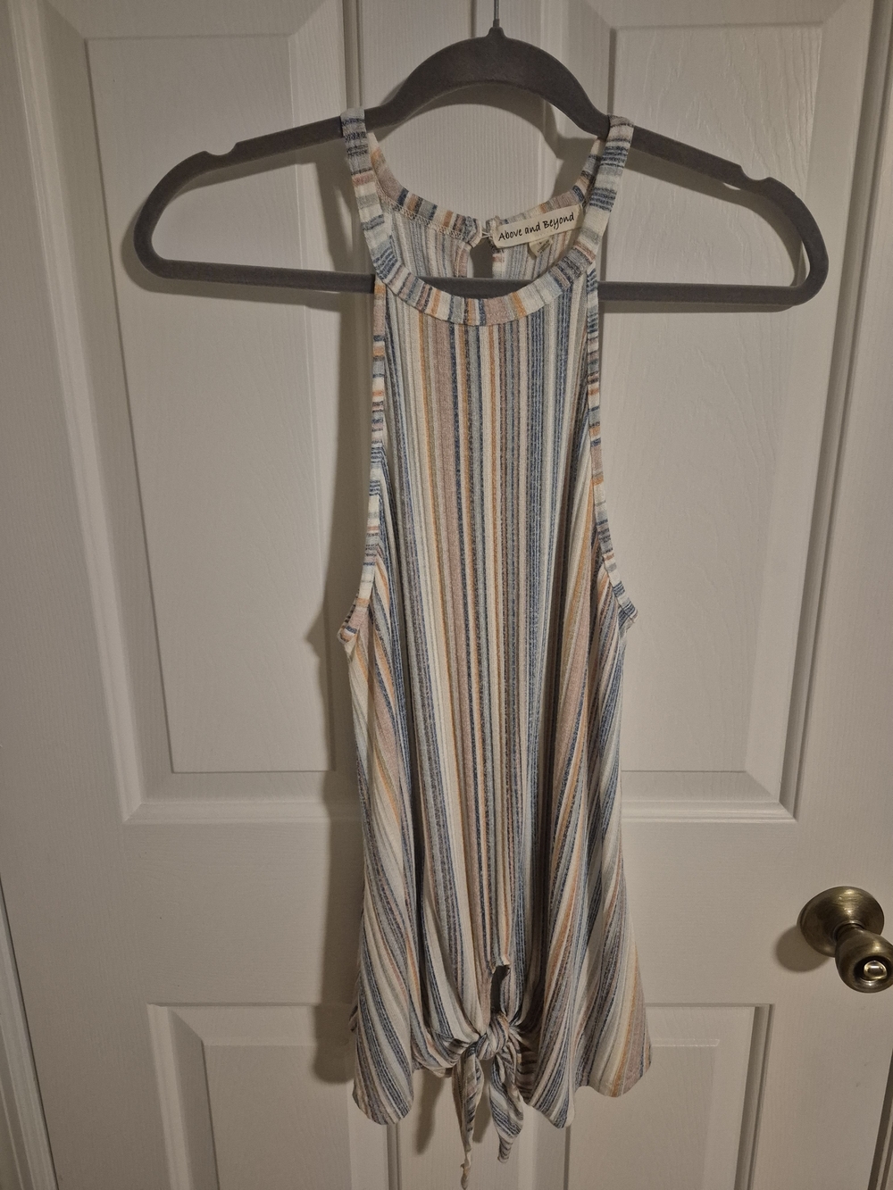Above and Beyond Striped Tank Top in Blue, Cream & Tan